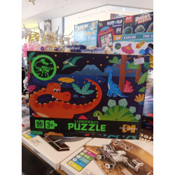 Rompecabezas Dinosaurios Luminiscente 96 Piezas | Brilla en la Oscuridad | Juguetería Ciencia Entretenida
