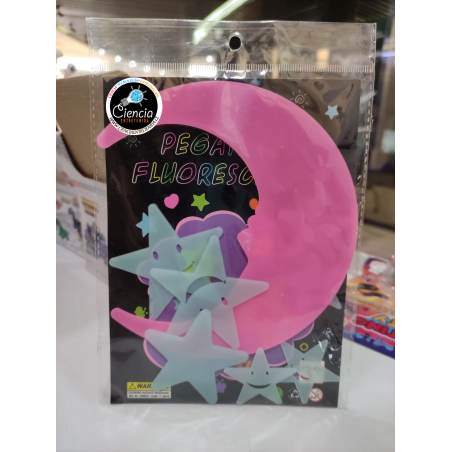 Luna Grande Estrellas Fluorescentes Rosa y Azul| Pack Luminous | Jugueteria Cientifica Ciencia Entretenida