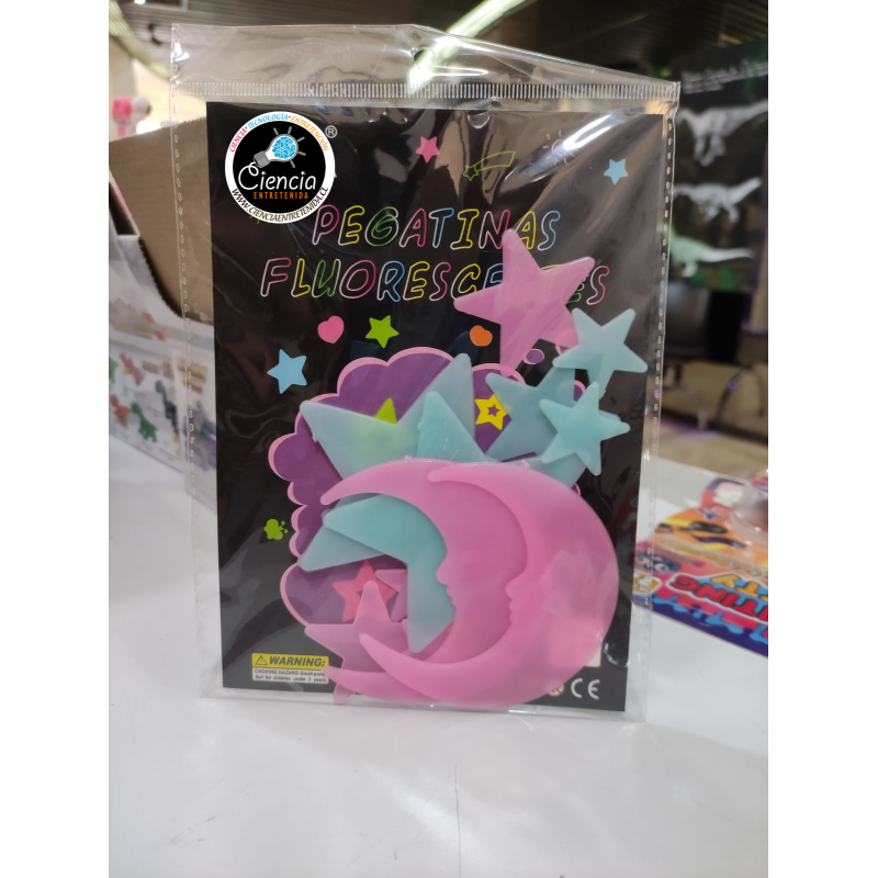 Luna Estrellas Fluorescentes Rosa y Azul| Pack Luminous | Jugueteria Cientifica Ciencia Entretenida
