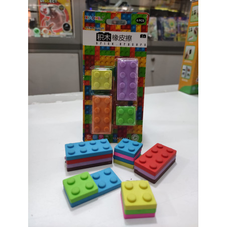 Set de Gomas de Borrar Tipo Bloques Construcción (Brick Erasers) – 8 piezas