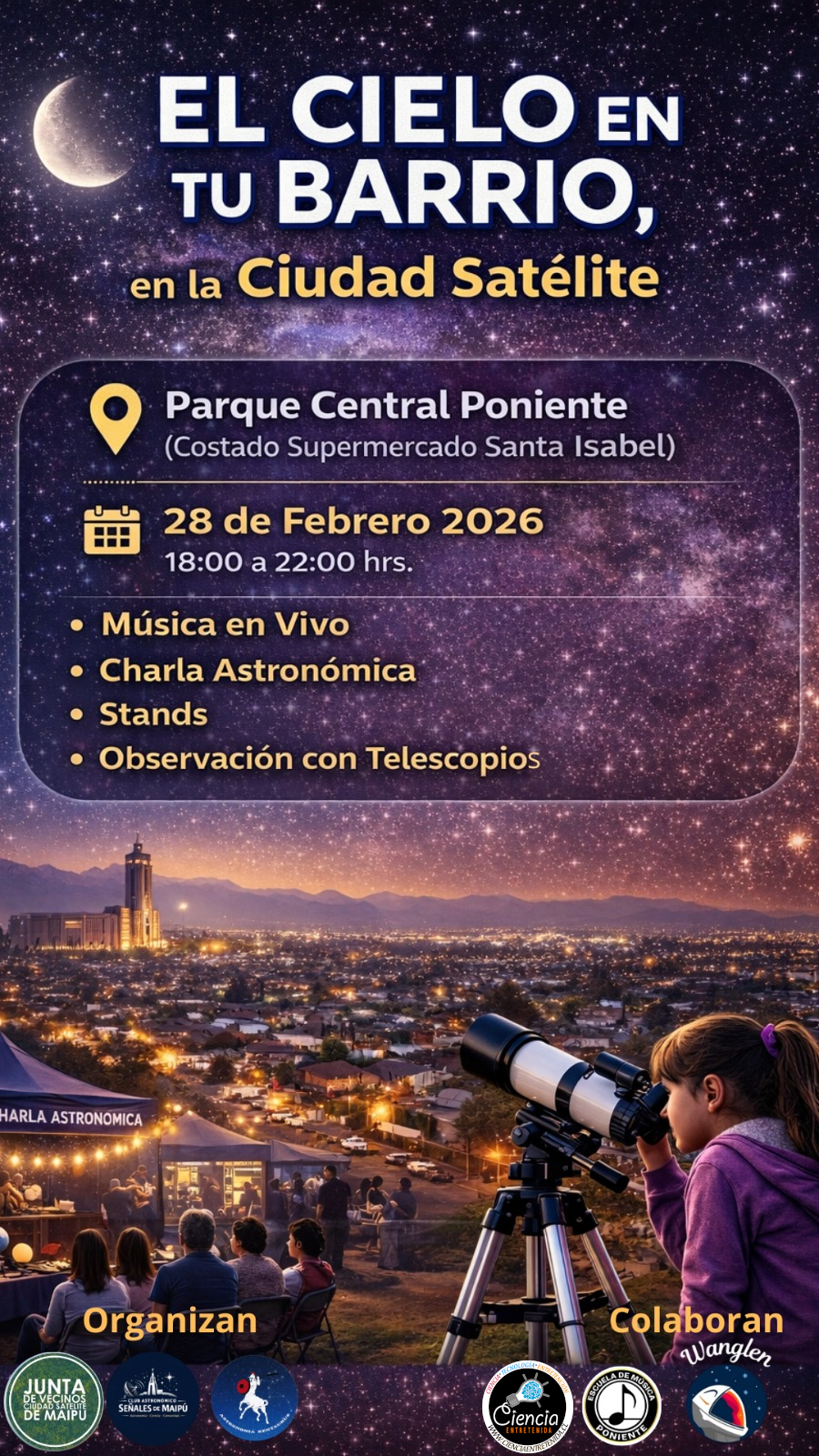 El Cielo en tu Barrio: Astronomía gratuita para toda la familia en Maipú