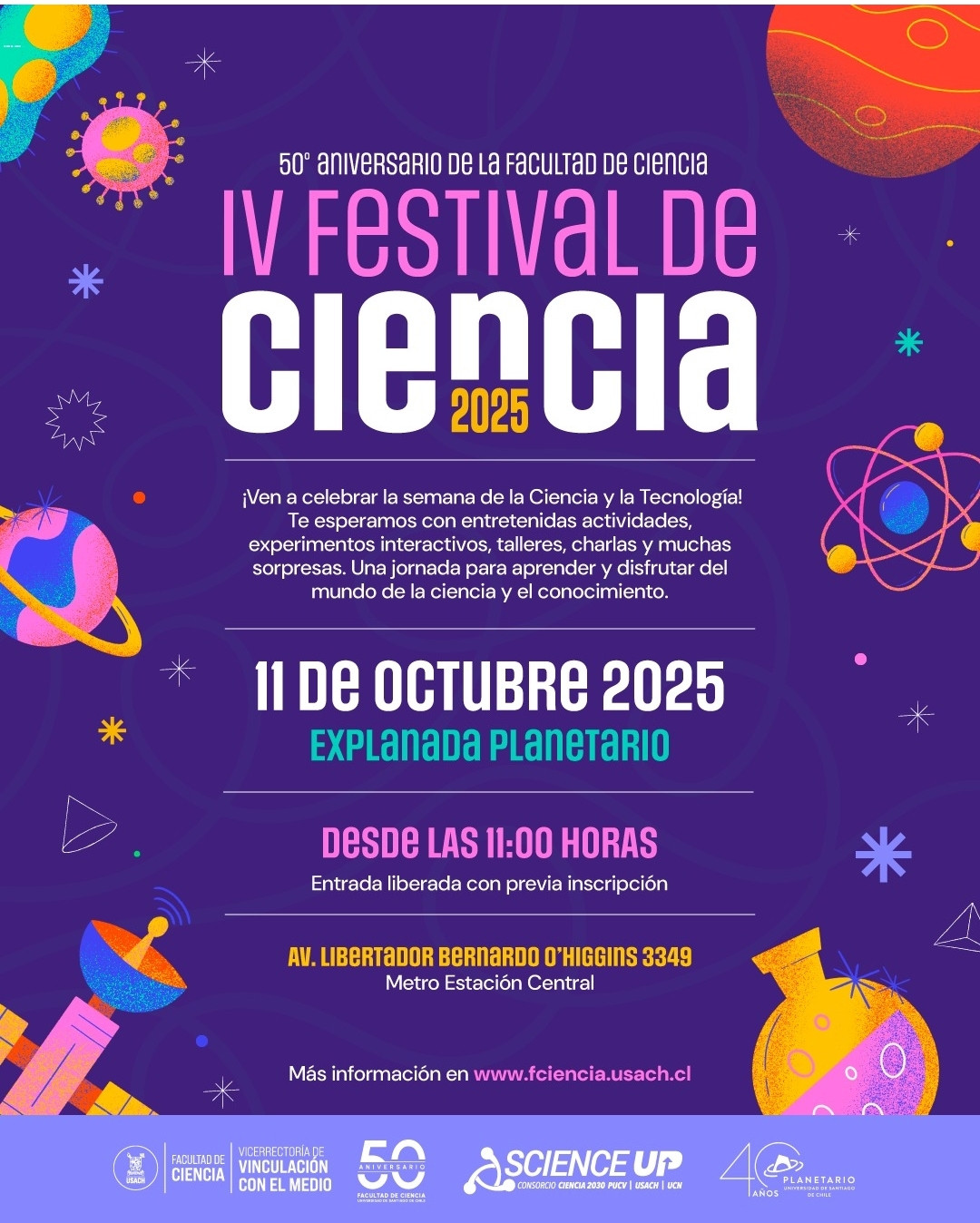 ¡AGÉNDALO: Sábado 11 de octubre 2025 llega el IV Festival de Ciencia!